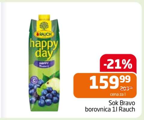 Sok Bravo borovnica 1l Rauch