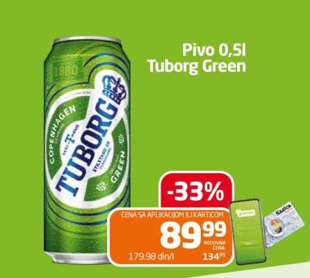 Pivo 0,5l Tuborg Green