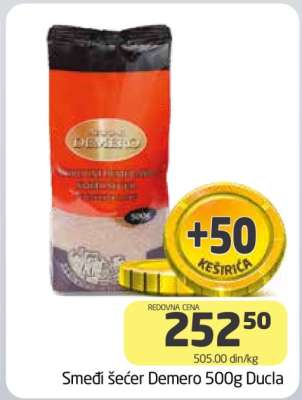 Smeđi šećer Demero 500g Ducla