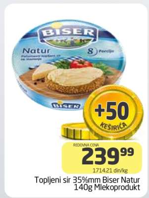 Topljeni sir 35%mm Biser Natur 140g Mlekoprodukt