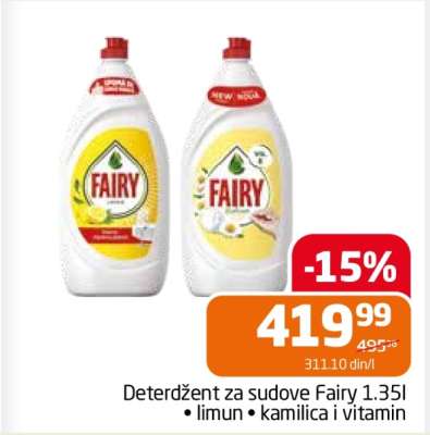 Deterdžent za sudove Fairy 1.35l