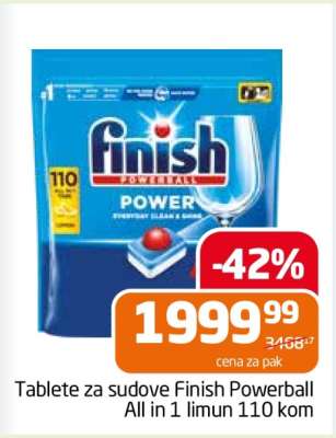 Tablete za sudove Finish Powerball All in 1 limun 110 kom