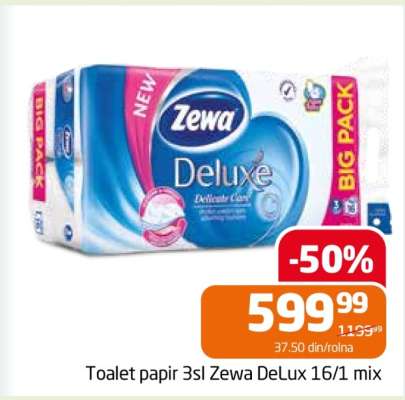 Toalet papir 3sl Zewa DeLux 16/1 mix