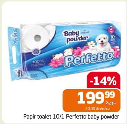 Papír toalet 10/1 Perfetto baby powder
