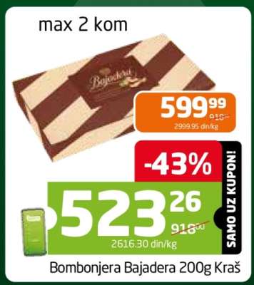 Bombonjera Bajadera 200g Kraš