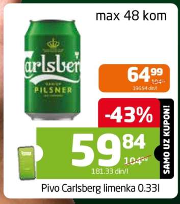Pivo Carlsberg limenka 0.33l