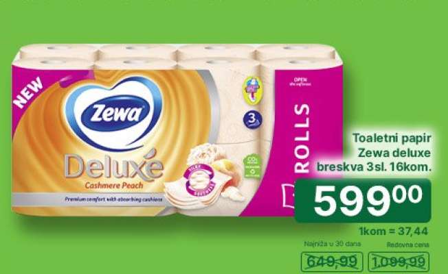 Toaletni papir Zewa deluxe breskva 3sl. 16kom.