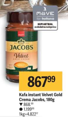 Kafa instant Velvet Gold Crema Jacobs, 180g
