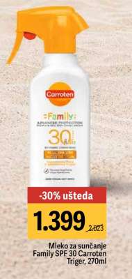 Mleko za sunčanje Family SPF 30 Carroten Triger