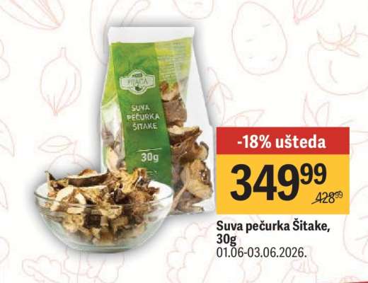 Suva pečurka Šitake, 30g