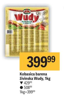 Kobasica barena živinska Wudy, 1kg