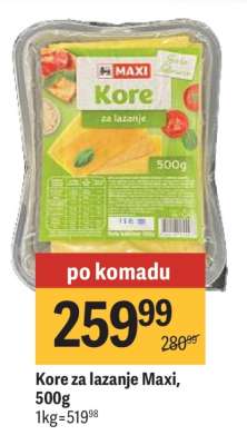 Kore za lazanje Maxi, 500g
