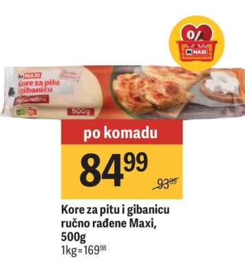 Kore za pitu i gibanicu ručno rađene, Maxi 500g
