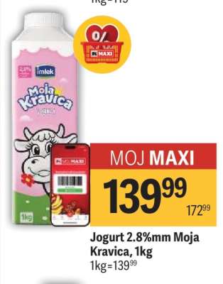 Jogurt 2.8%mm Moja kravica, 1kg