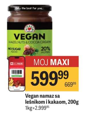 Vegan namaz sa lešnikom i kakaom, 200g