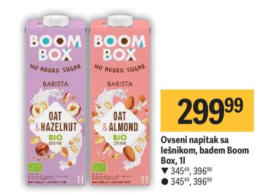 Ovsenı napitak sa lešnikom, badem Boom Box, 1l
