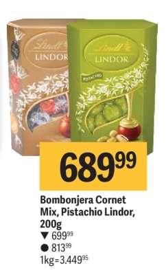 Bombonjera Cornet Mix, pistachio lindor, 200g