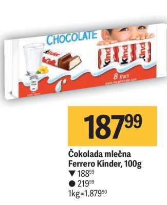 Čokolada mlečna Ferrero Kinder 100g