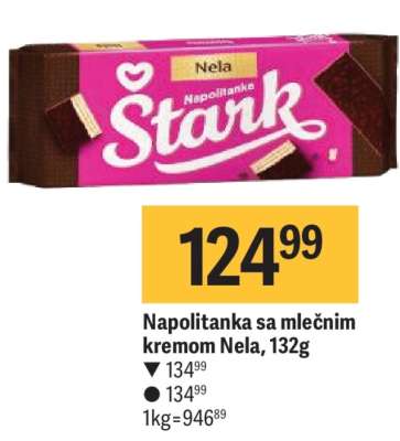 Napolitanka sa mlečnim kremom Nela, 132g