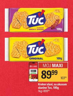 Kreker slani sa ukusom slanine Tuc , 100g