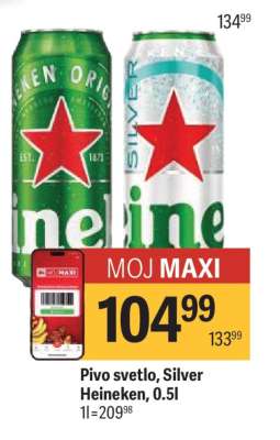 Pivo svetlo Silver Heineken 0.5l