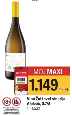 Vino žuti cvet vinarija Aleksić, 0.75l