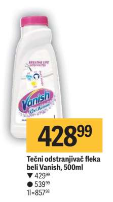 Tečni odstranjivač fleka beli Vanish , 500ml