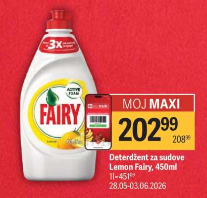 Deterdžent za sudove Lemon Fairy, 450ml