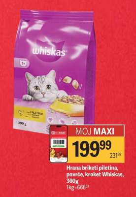 Hrana briketi piletina&povrće&kroket Whiskas, 300g