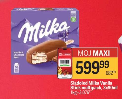 Sladoled Milka Vanila Stick multipack, 3x90ml