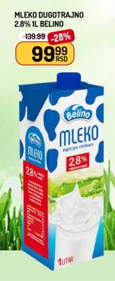 Mleko Dugotrajno 2,8% 1L Belino