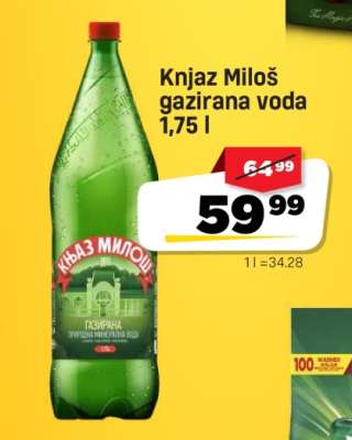 Knjaz Miloš Gazirana voda 1.75 l