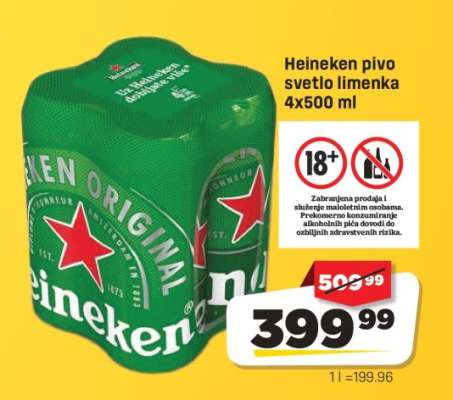Heineken pivo svetlo limenka 4x500 ml