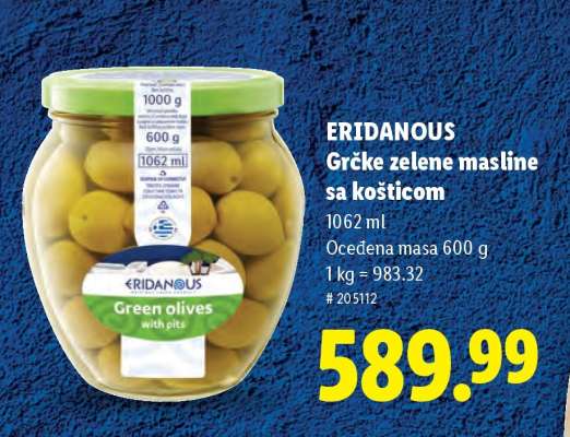 Eridanous Grčke zelene masline sa košticom