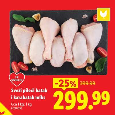 Sveži pileći batak i karabatak miks