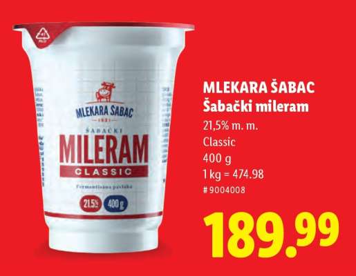 MLEKARA ŠABAC Šabački mileram