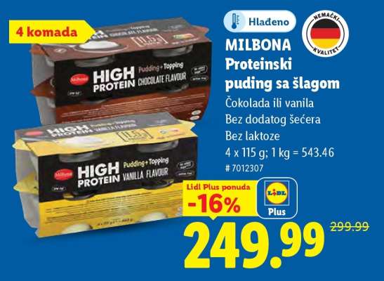 MILBONA Proteinski puding sa šlagom