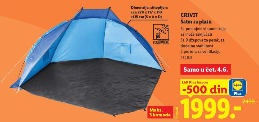 CRIVIT Šator za plažu