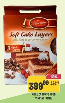 Kore za tortu 700g Vincini tamne