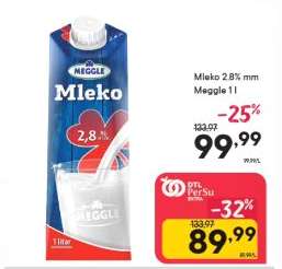 Mleko 2,8%mm Meggle 1 l