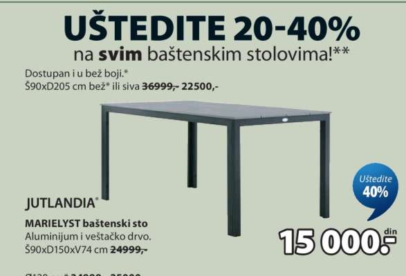 JUTLANDIA MARIELYST baštenski sto