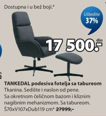 TANKEDAL podesiva fotelja sa tabureom