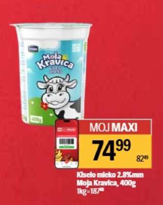 Kiselo mleko 2.8 % mm Moja kravica 400g