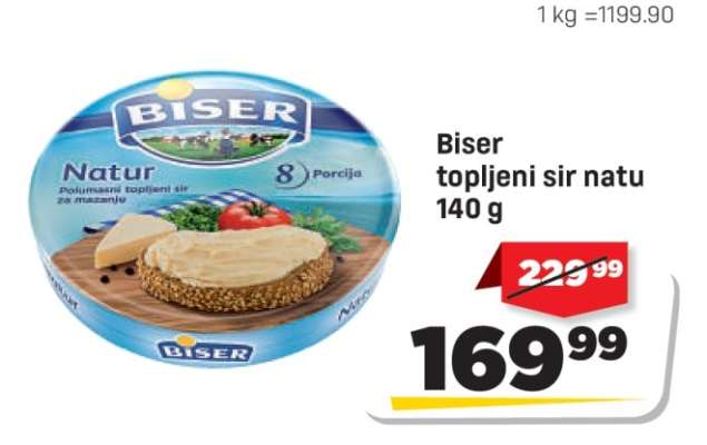 Biser topljeni sir natu 140 g
