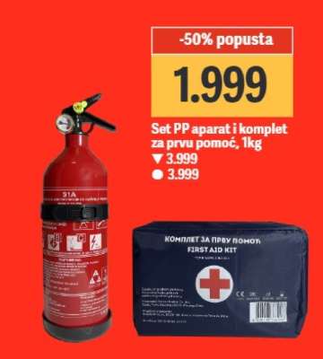 Set PP aparat i komplet za prvu pomoć, 1kg