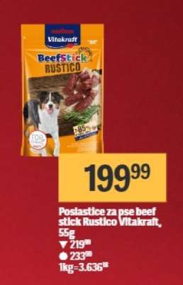 Poslastice za pse beef stick Rustico Vitakraft, 55g