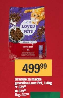 Granule za mačke govedina Love Pet, 1.4kg