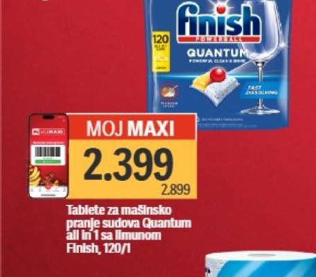Tablete za mašinsko pranje sudova Quantum all in 1 sa limunom Finish, 120/1