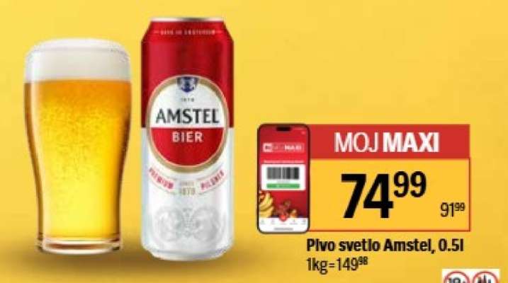 Pivo svetlo Amstel 0,5L