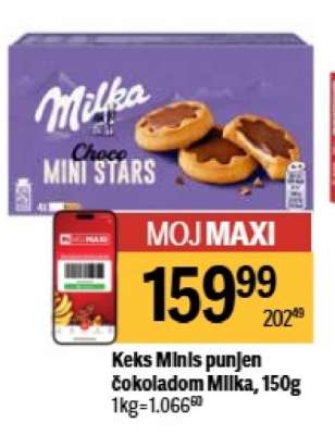 Keks Minis punjen čokoladom Milka 150g